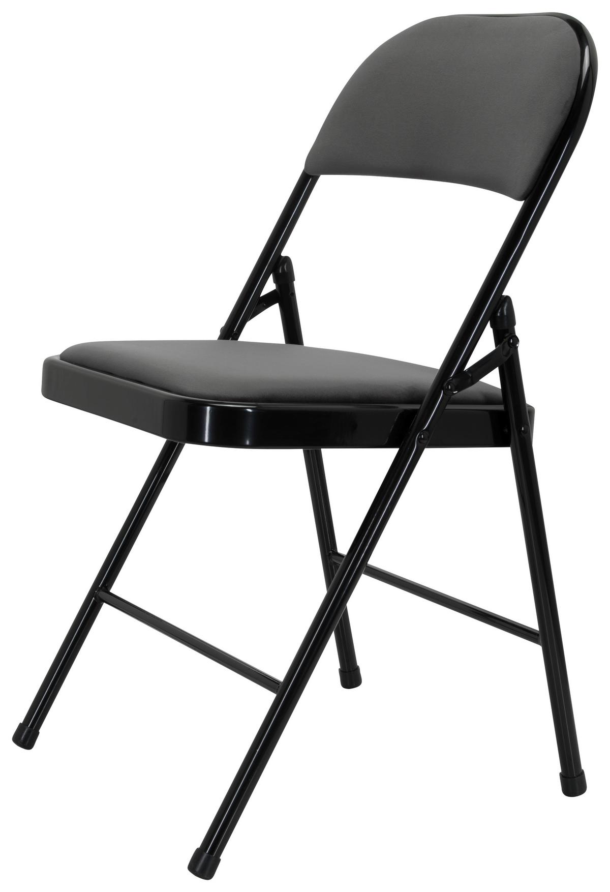 Zložljiv Stol Tudela I, Črna - temno siva/črna, Basics, kovina/tekstil (44/80/49cm) - MID.YOU