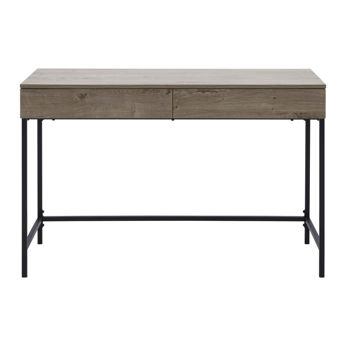 Schreibtisch Cara Walnussfarben MDF ca.120x50 cm - Walnussfarben/Schwarz, MODERN, Metall (120/50/76cm) - Bessagi Home