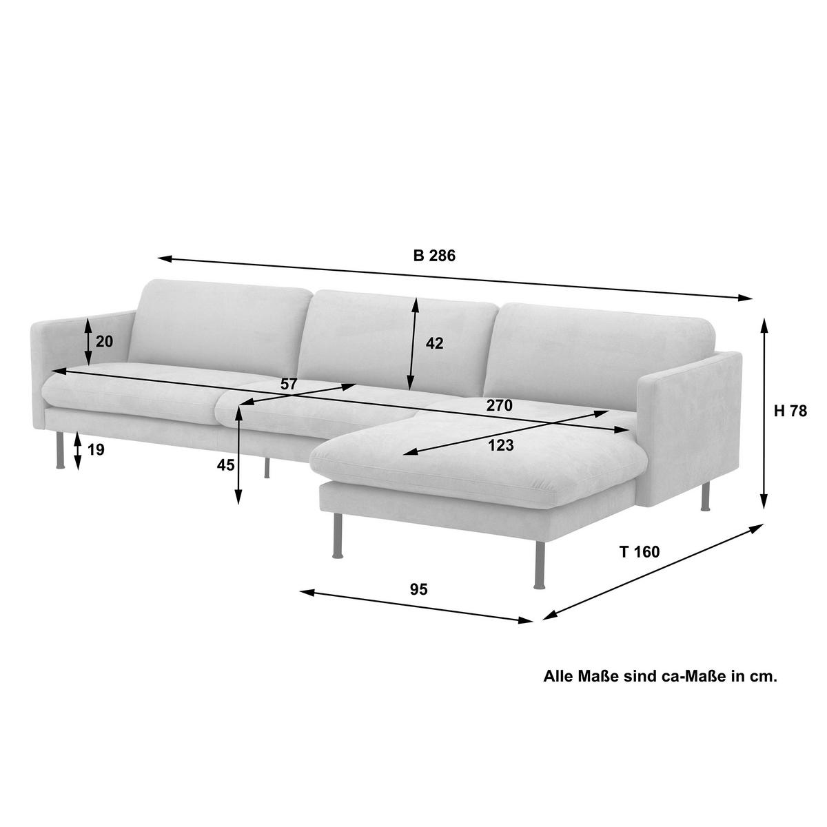 Ecksofa Nathan in Beige Flachgewebew. - Beige/Schwarz, MODERN, Textil/Metall (286/160cm) - Max Winzer
