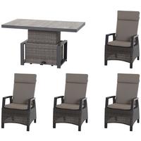 Loungegarnitur Corido 5-tlg. Grau - Grau, Basics, Keramik/Kunststoff (75/103/130cm) - Siena Garden
