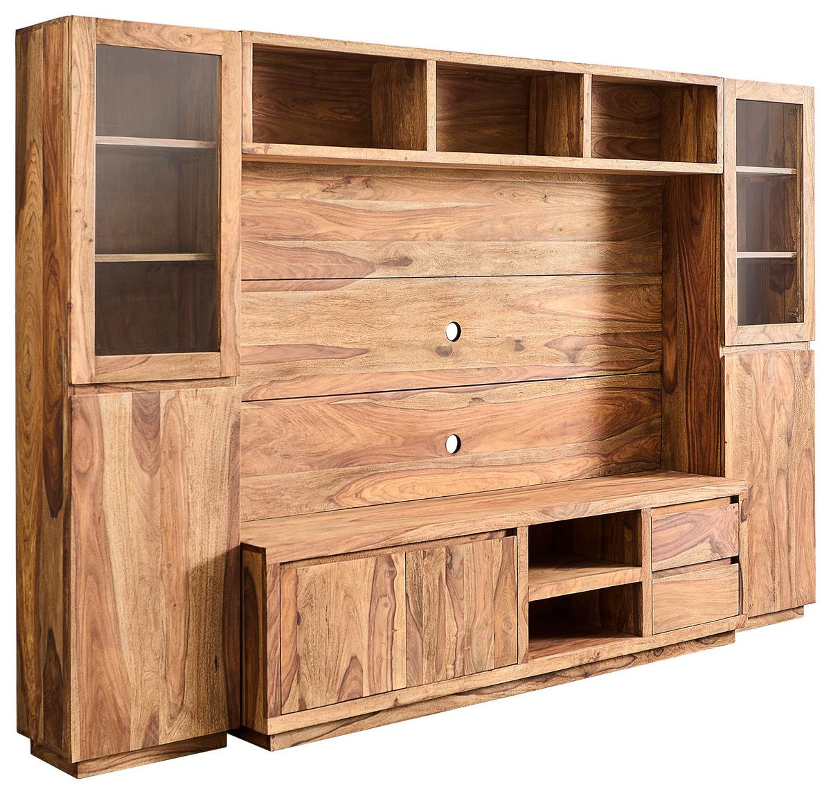 MEBLOŚCIANKA DO SALONU KALKUTA - kolor palisandrowy, Konventionell, drewno (265/175/40cm) - Livetastic