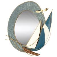 Wandspiegel Bootstour Weiß/Pastelblau - Pastellblau/Weiß, Basics, Glas/Metall (54/66/7cm)