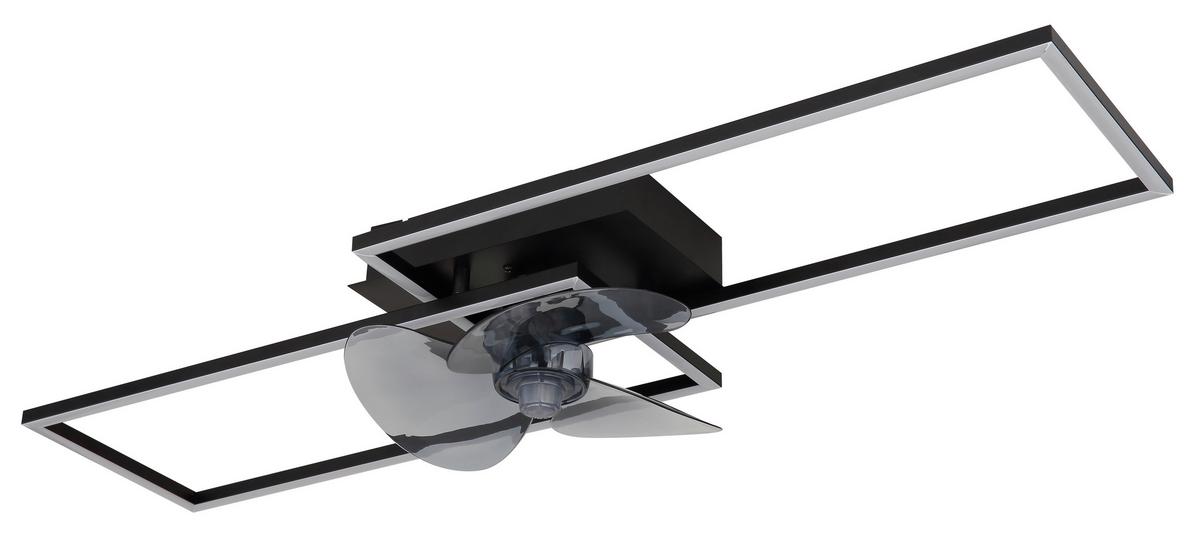 DECKENVENTILATOR 67243-30BF - Opal/Schwarz, Design, Kunststoff/Metall (90/30/15cm) - Globo