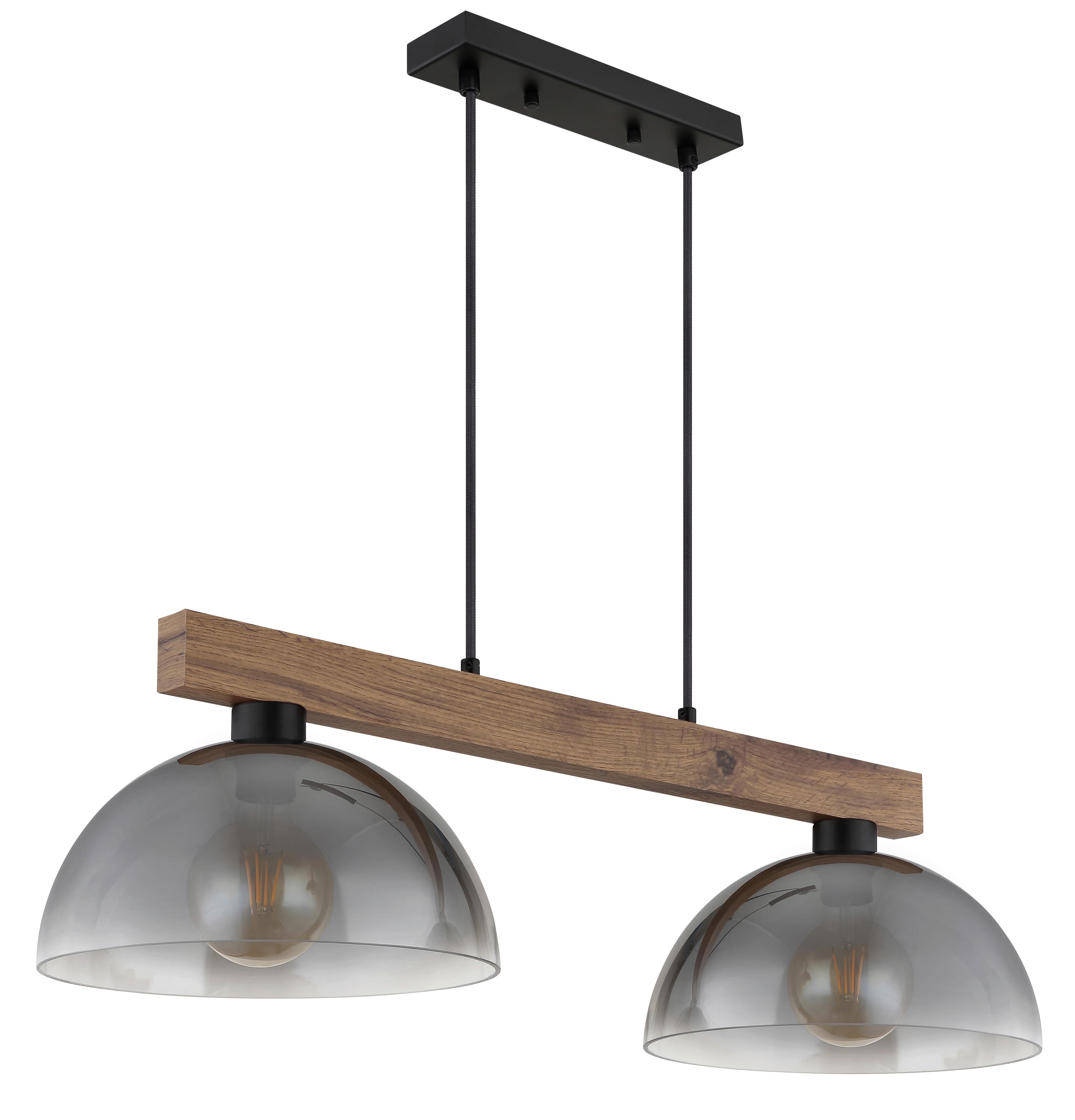 Hängeleuchte 30660246 Romy - Klar/Dunkelbraun, Design, Glas/Holz (85/30/120cm) - Globo