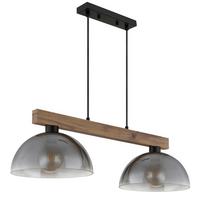 Hängeleuchte 30660246 Romy - Klar/Dunkelbraun, Design, Glas/Holz (85/30/120cm) - Globo