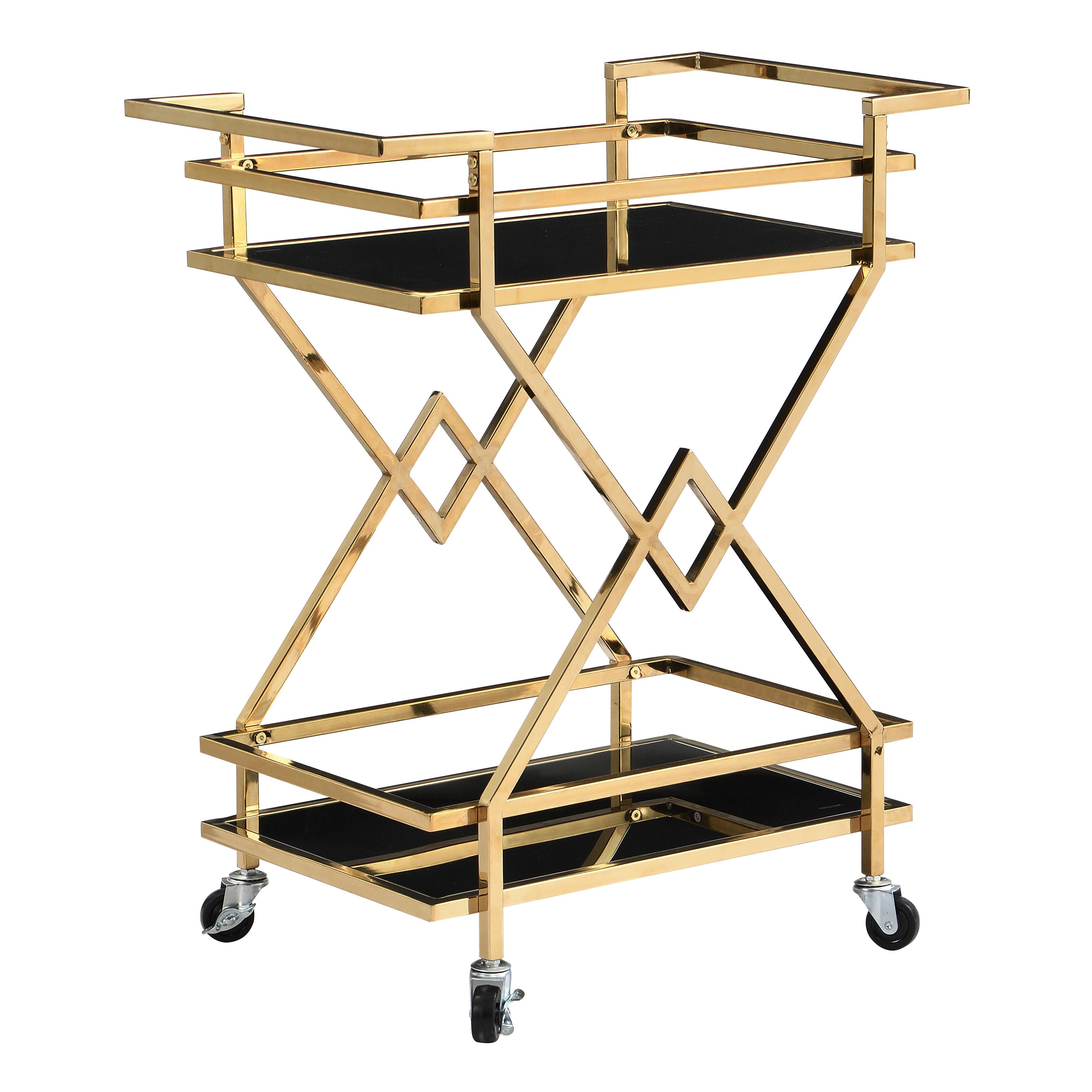 Cărucior Pentru Servit Wl7.335 - auriu/negru, Design, plastic/sticlă (65/40/80cm) - MID.YOU