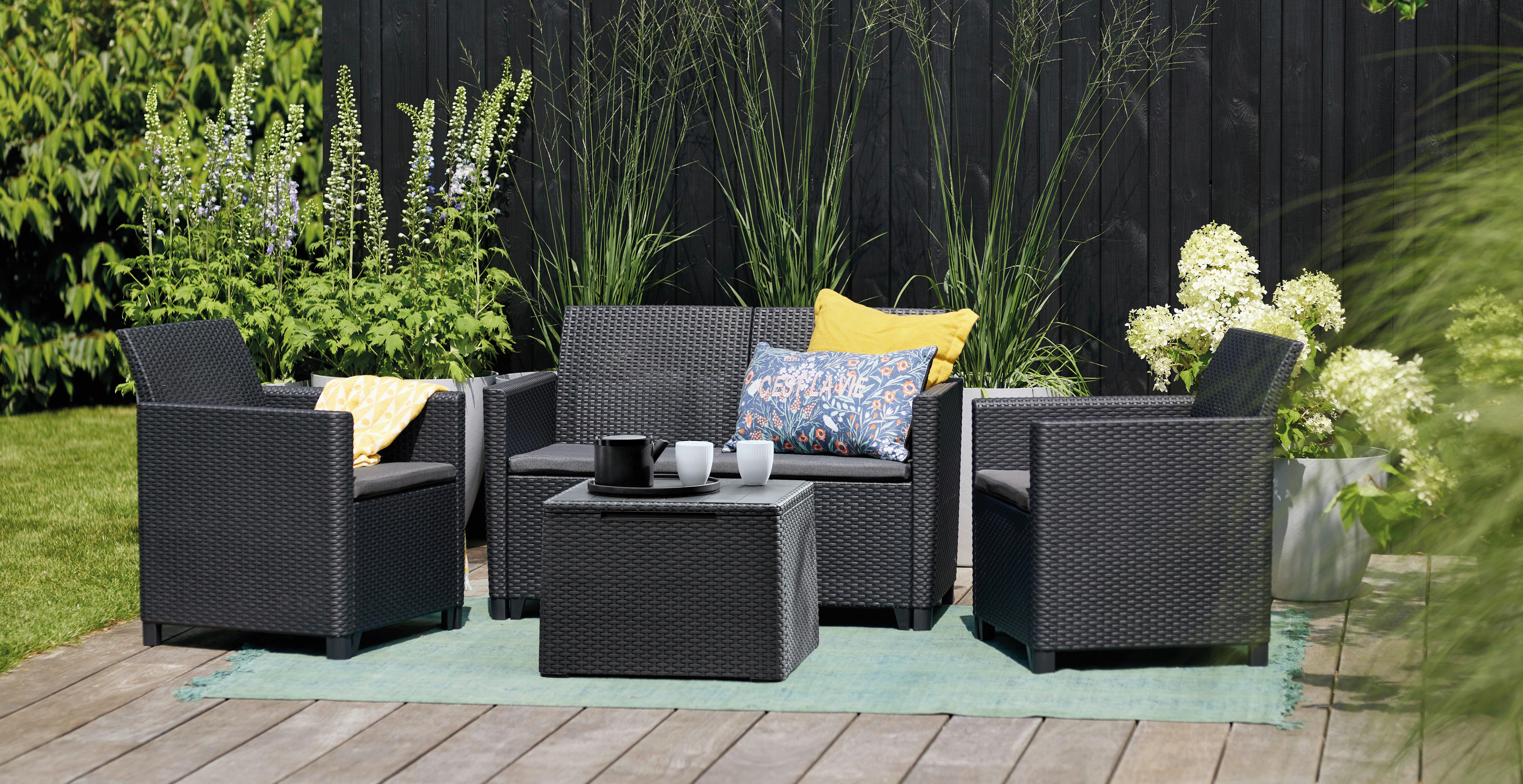 Kerti Garnitúra Marie - grafitszürke/szürke, műanyag - Mömax