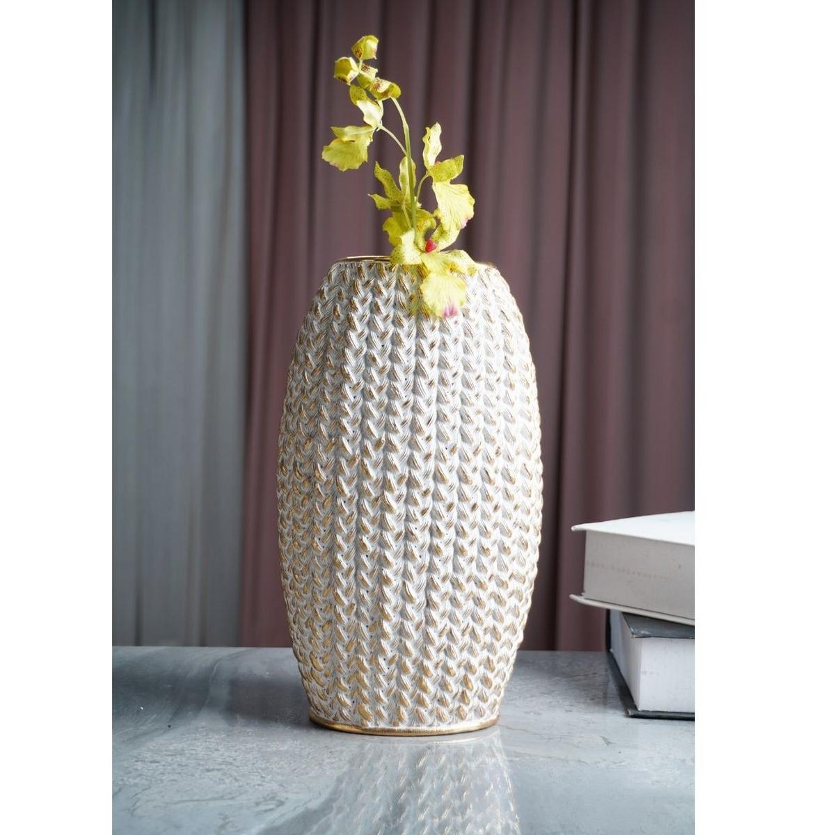 Dekor Váza Miraelrio - fehér, műanyag (16/11,8/27cm)