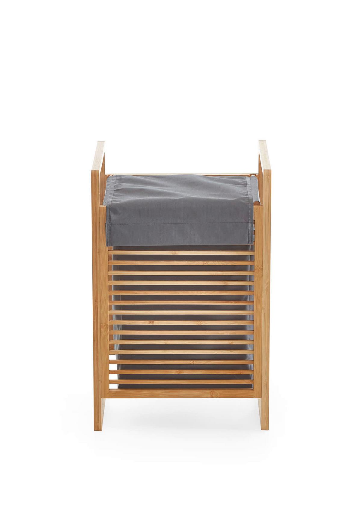 WÄSCHEKORB KLEINMÖBEL - Eichefarben/Grau, Design, Holzwerkstoff/Textil (31,8/75,5/60,6cm) - MID.YOU