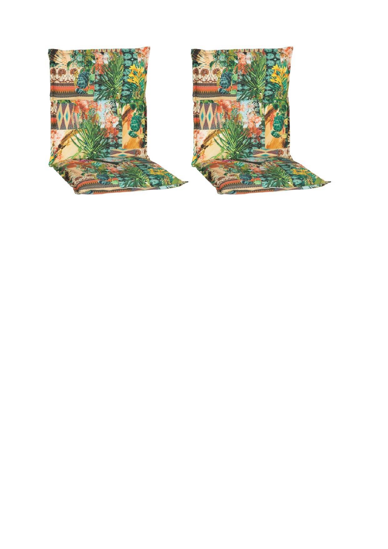 Niedriglehner Auflagen Texas 2er-Set ca. 98x46 cm Dschungel - Beige/Grün, Basics, Textil (98/46/8cm) - Gardenson