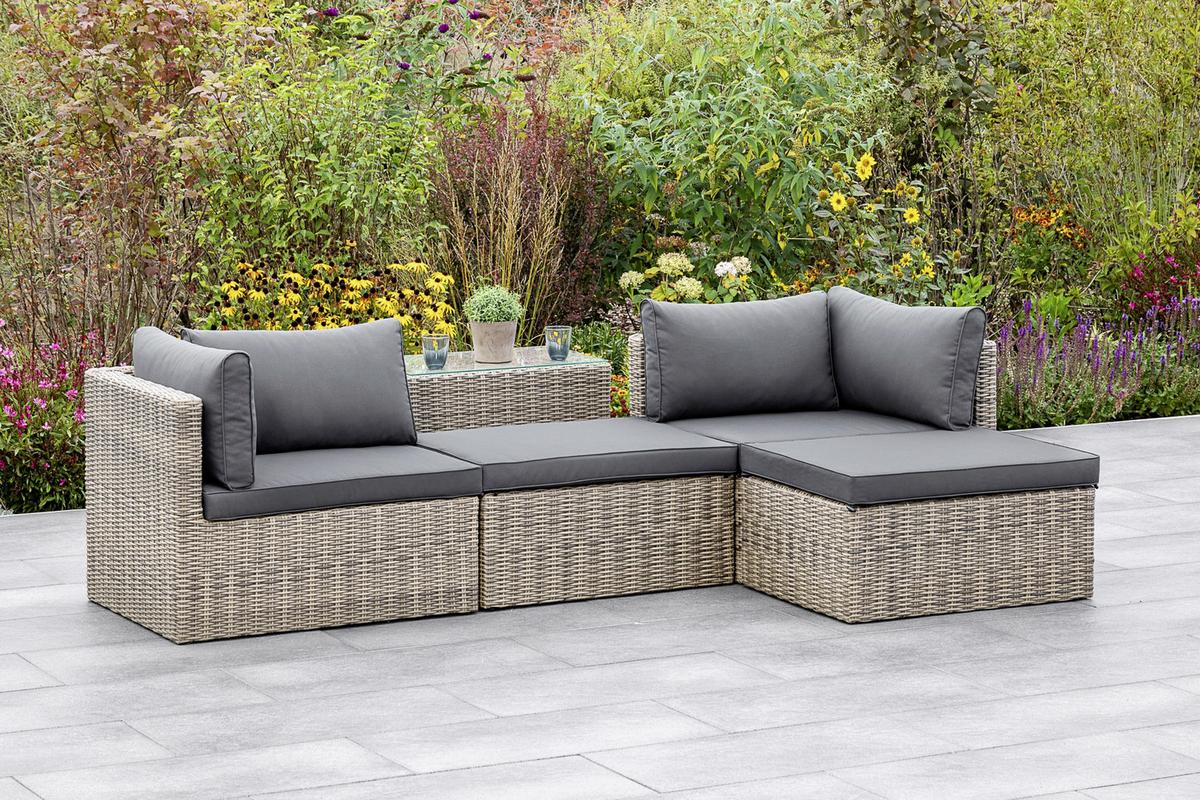 Lounge Garnitura Licosa, Blazine - temno siva/siva, Konvencionalno, kovina/umetna masa (88/65/68cm) - Gardenson