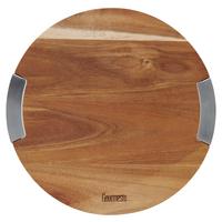 Schneidebrett Profi Line in Akazienfarben Ø ca. 31,2cm - Akaziefarben, KONVENTIONELL, Holz/Metall (31,2/1,9cm) - Gourmesto