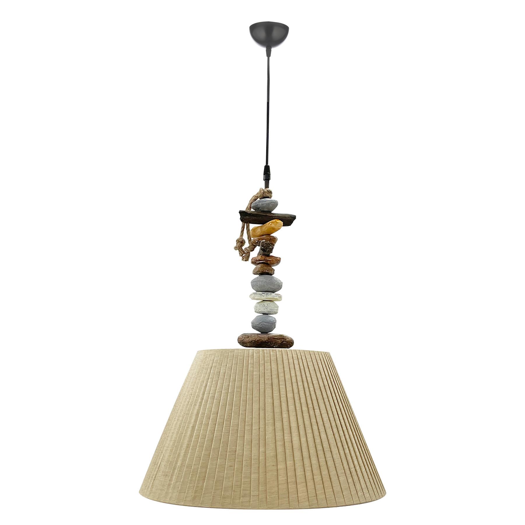 Pendelleuchte Stoney Weiß/Braun max. 22 Watt - Hellbraun/Dunkelbraun, KONVENTIONELL, Kunststoff/Textil (45/110cm)