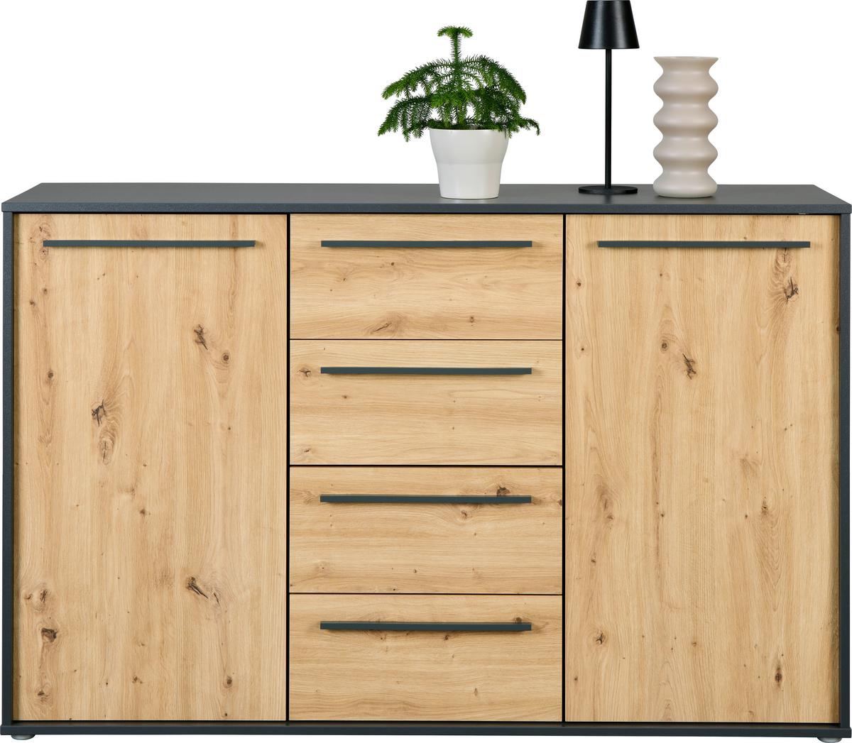 Comodă ADRIANO 3 - stejar Artisan/antracit, Trend, material pe bază de lemn (149/94,8/41,2cm) - Modern Living