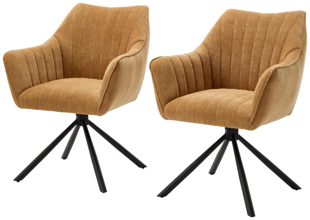 Armlehnstuhl Trient Senfgelb - Currygelb/Senfgelb, MODERN, Textil/Metall (63/88/62cm) - Premium Living