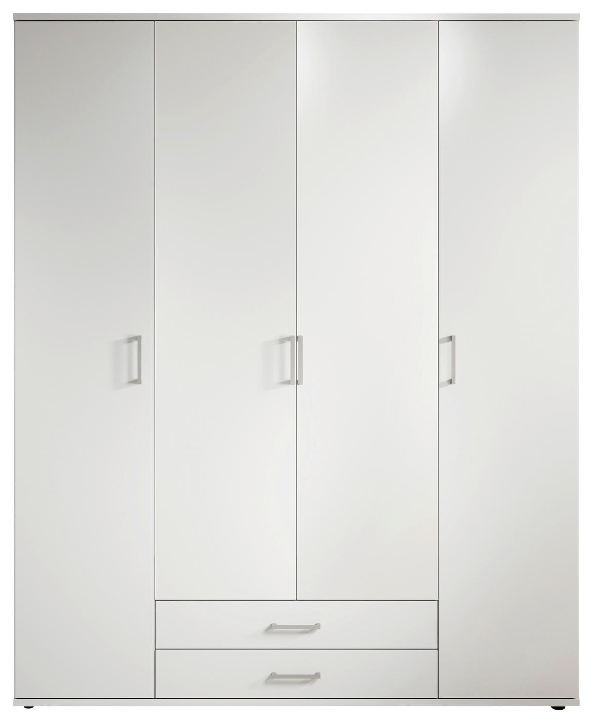 Drehtürenschrank Olli Weiß - Alufarben/Weiß, Basics, Glas/Holzwerkstoff (160/196/54cm) - Based