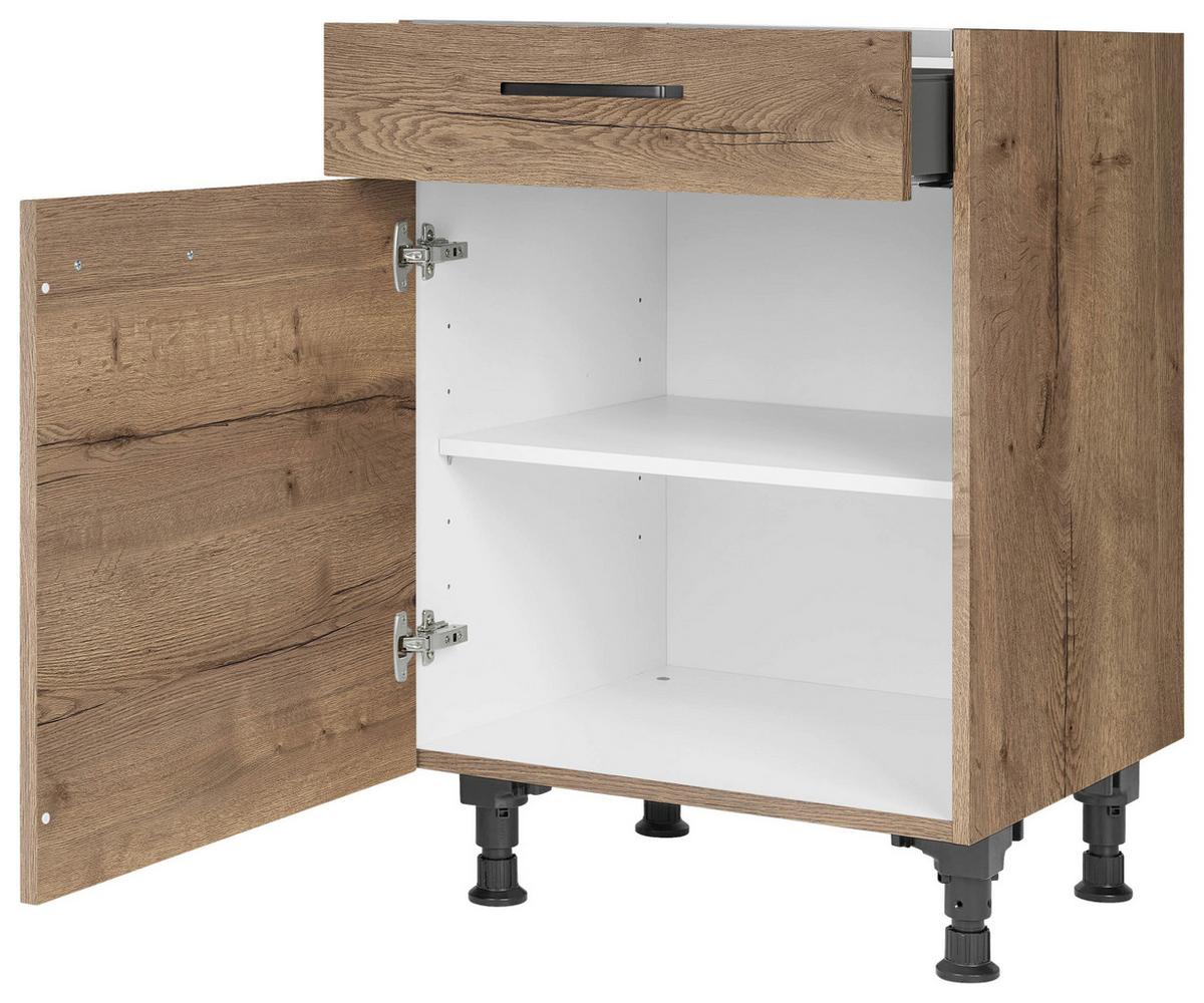 Kochfeldumbauschrank Structura Eiche dunkel - Eiche dunkel/Schwarz, MODERN, Holzwerkstoff/Metall (60/87/56cm) - Nobilia