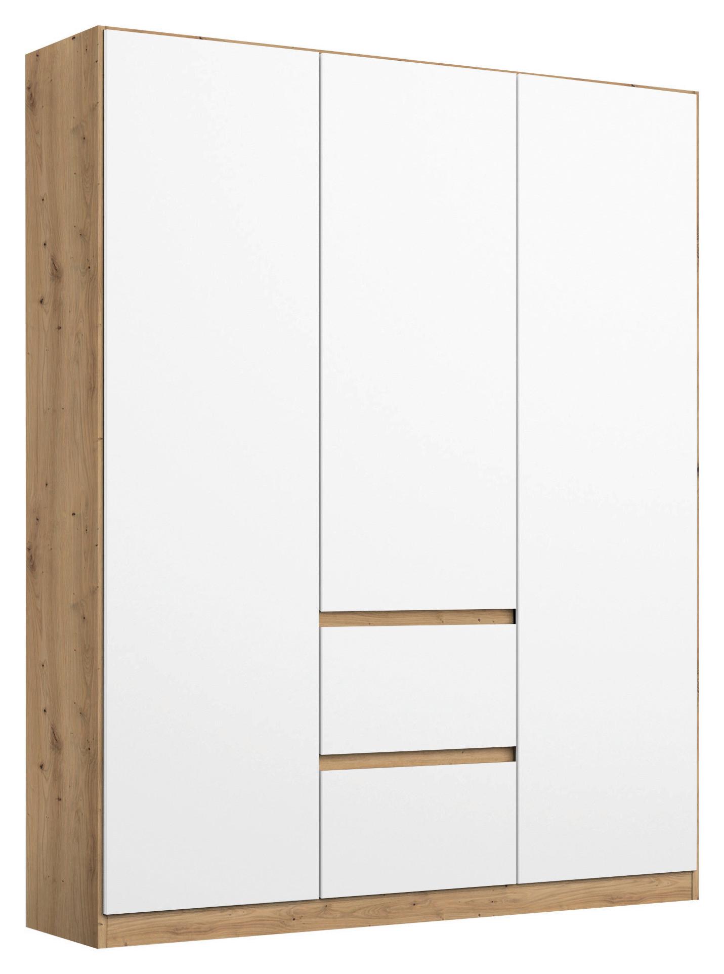 DULAP USI ROTATIVE NIDDA - alb/stejar Artisan, Basics, material pe bază de lemn (136/197/54cm) - Modern Living