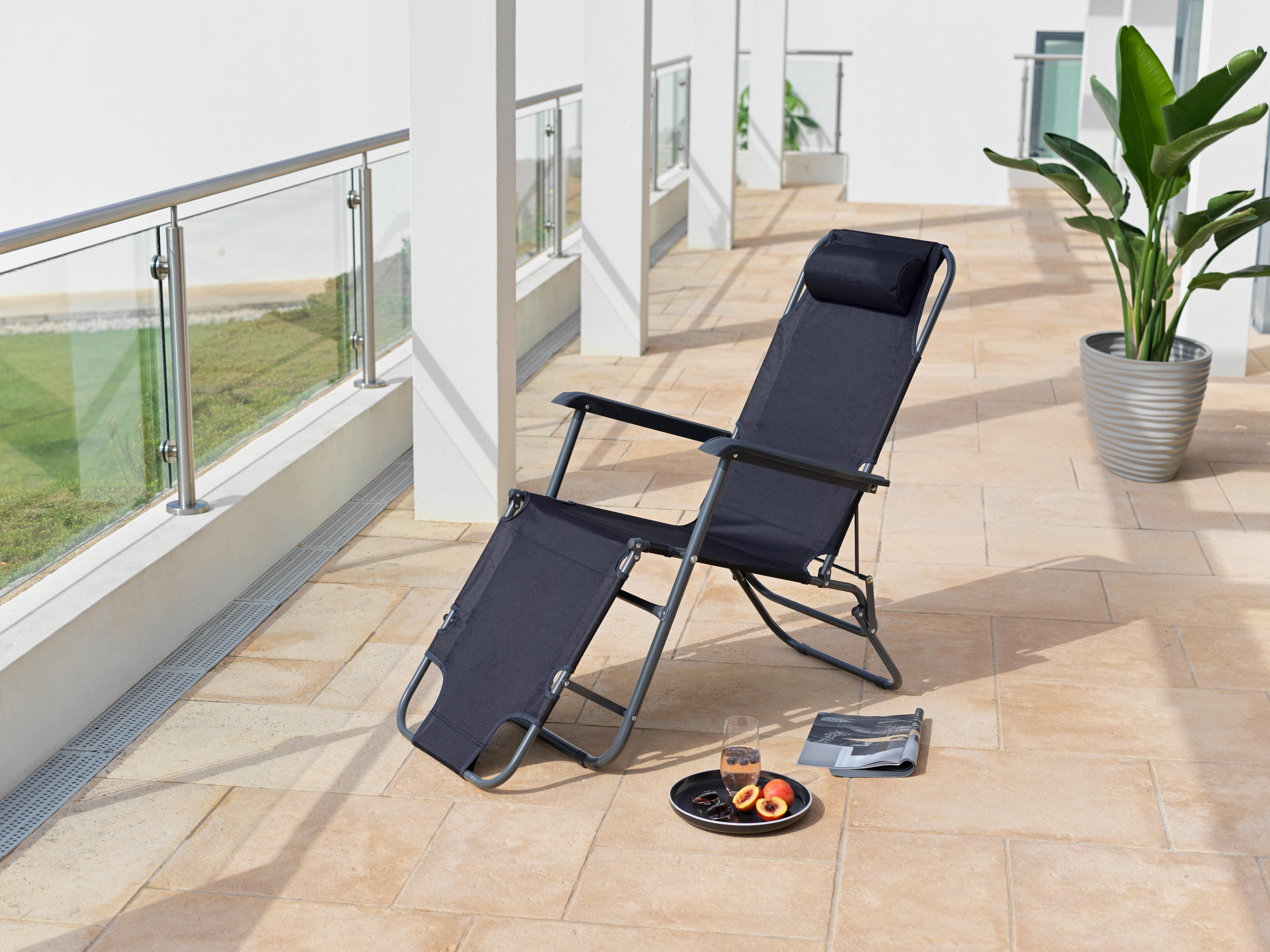 Vrtni Ležalnik Relax Chair 2v1, Črna - črna, Moderno, kovina (178/60/95cm) - Modern Living