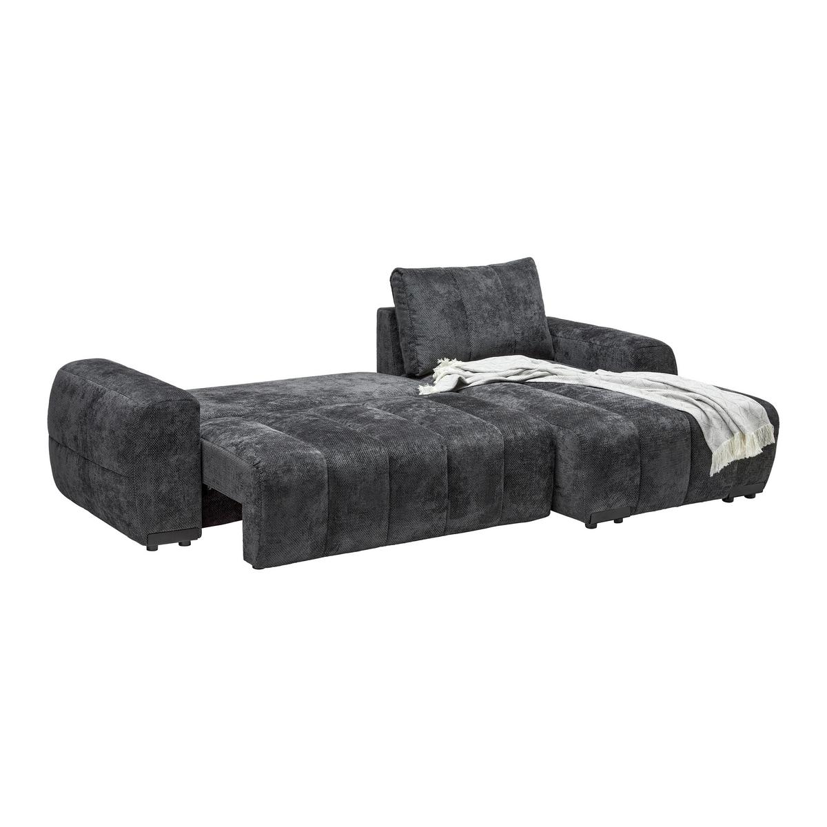 Wohnlandschaft Bolonia Graphitfarben - Schwarz Hochglanz/Graphitfarben, MODERN, Textil/Metall (273/166cm) - Mömax