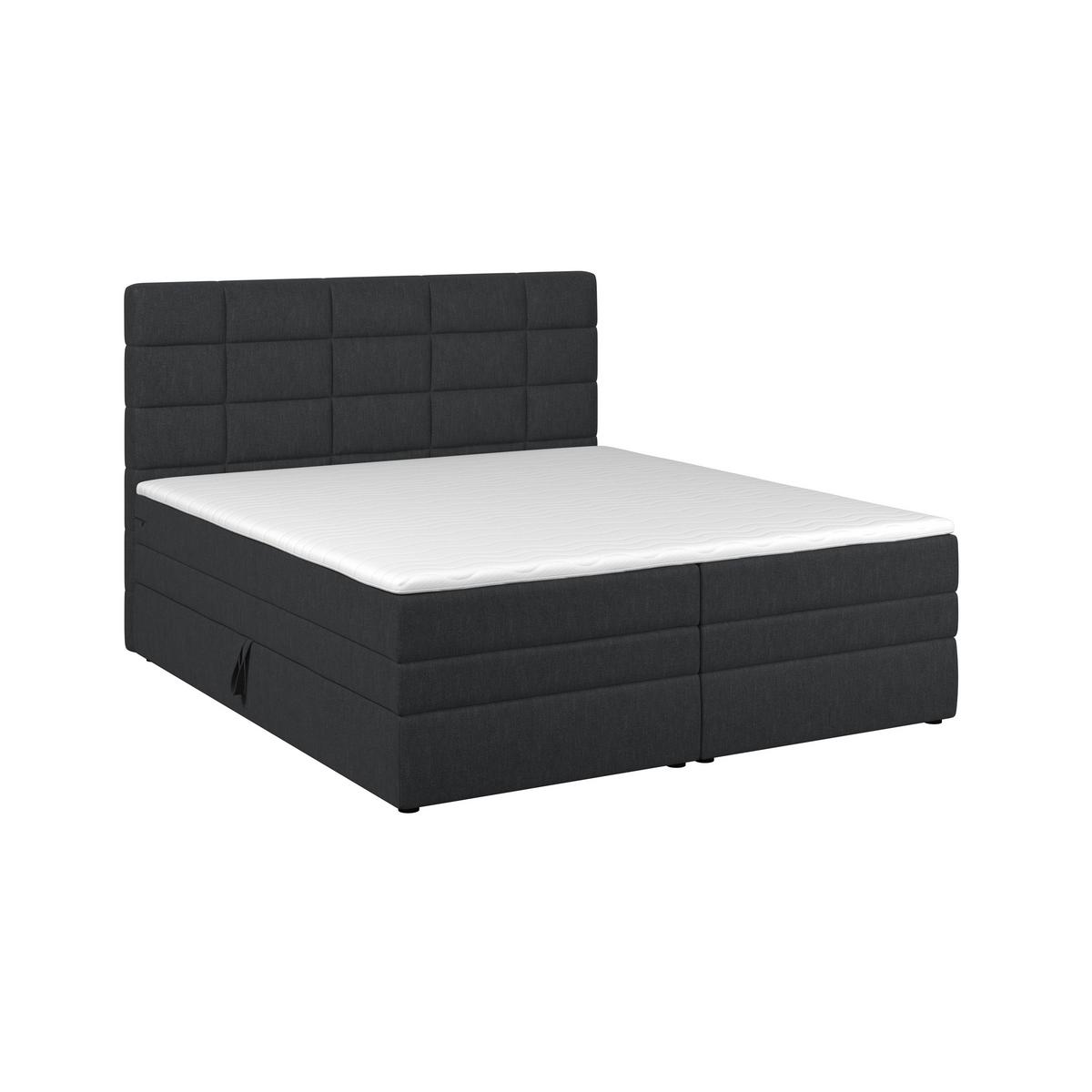 Boxspringbett Aria ca. 180x200 cm Dunkelgrau mit Topper - Dunkelgrau/Schwarz, MODERN, Holz/Kunststoff (180/200cm) - Bessagi Home