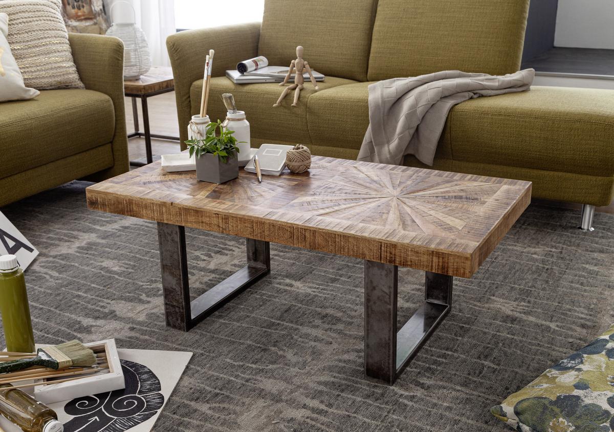 Klubska Miza Couchtisch - naravne barve/antracit, Trendi, kovina/les (105/55/40cm) - MID.YOU