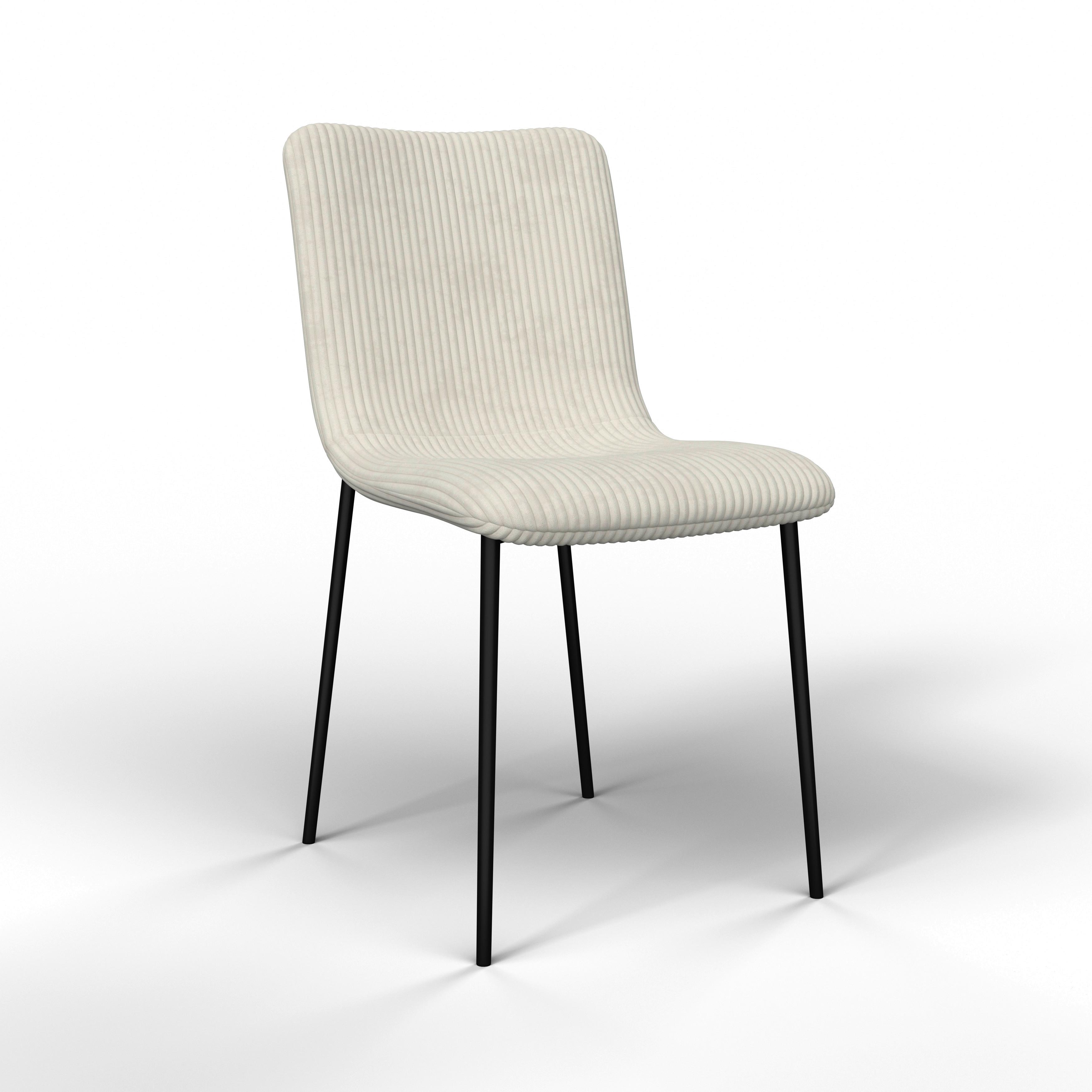 Stuhl Amy Beige Cord Gepolstert - Beige/Schwarz, MODERN, Textil/Metall (45/85/55cm) - Bessagi Home