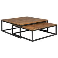 COUCHTISCHSET 2-er Set, aus Sheesham - Sheeshamfarben/Schwarz, Design, Holz/Metall (75/75/27cm) - MID.YOU