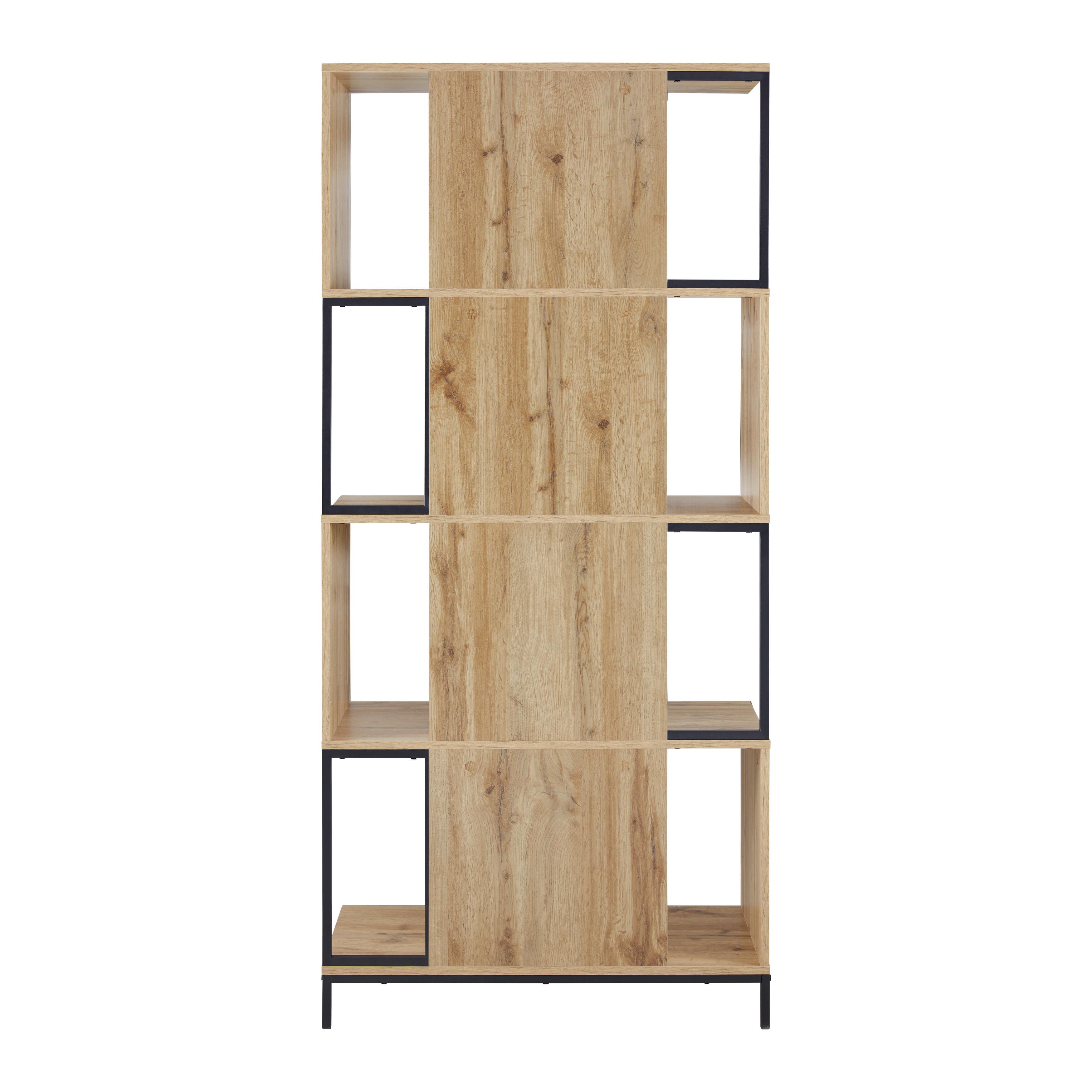 FRISTÅENDE HYLLA GENY - svart/ekfärgad, Modern, metall (80/178/40cm) - Bessagi Home