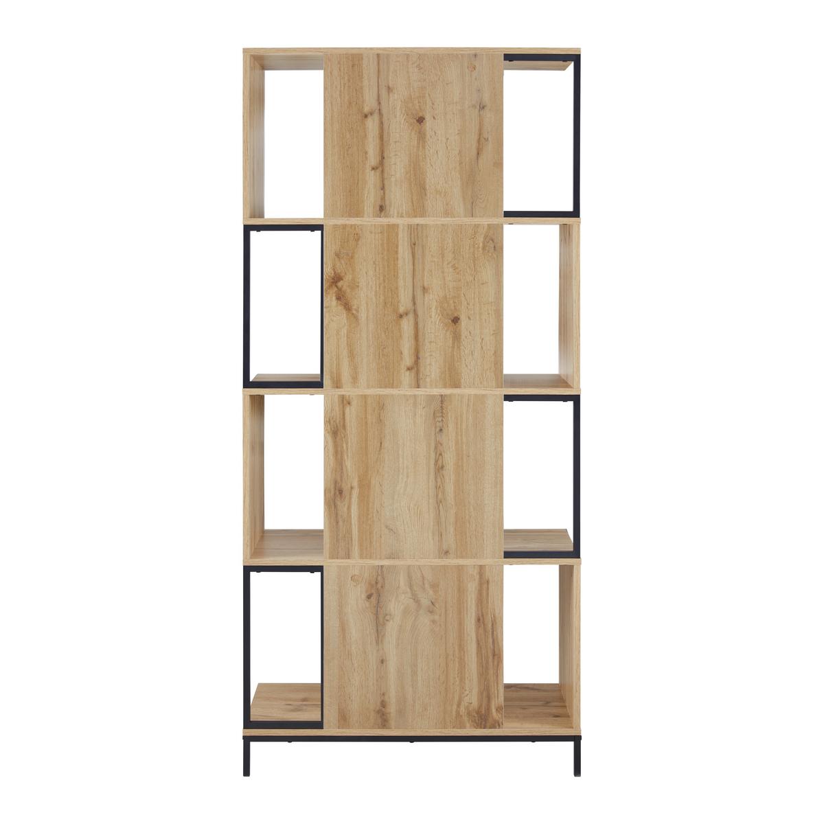Regal Geny Eichefarben/Schwarz MDF - Eichefarben/Schwarz, MODERN, Metall (80/178/40cm) - Bessagi Home