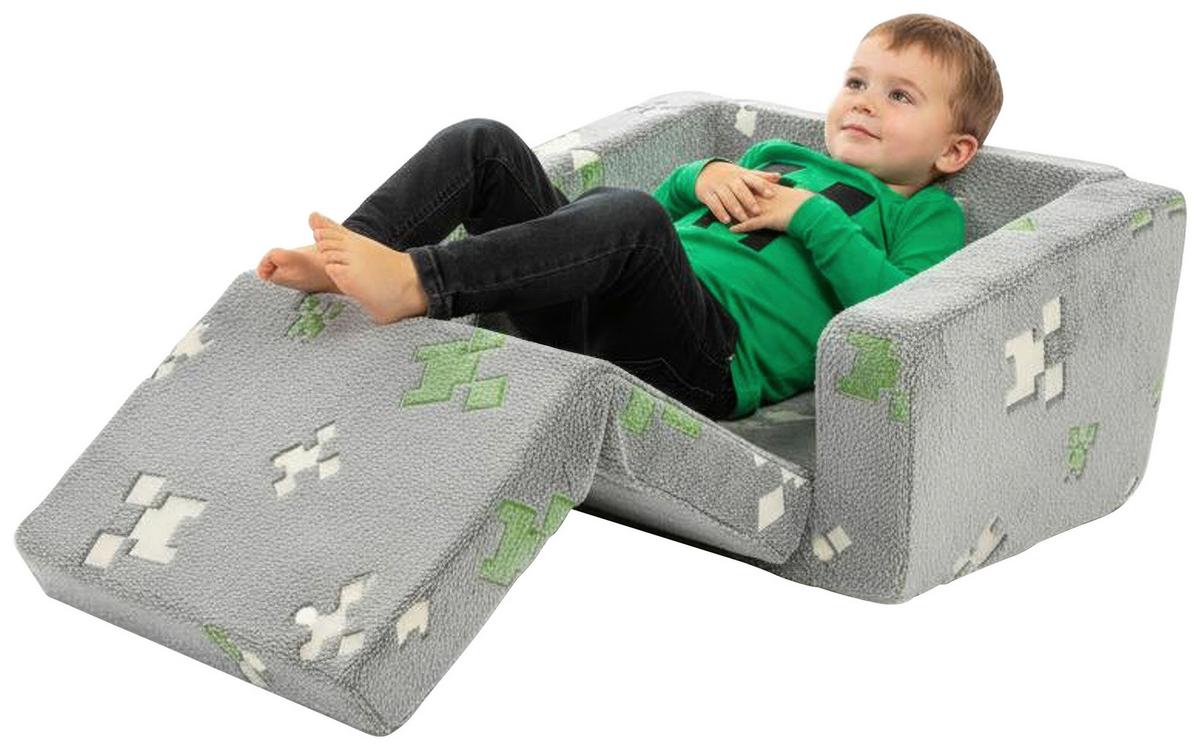 SOFA DZIECIĘCA/MŁODZIEŻOWA MINECRAFT - szary, Trend, tkanina (105/58/41cm) - Minecraft