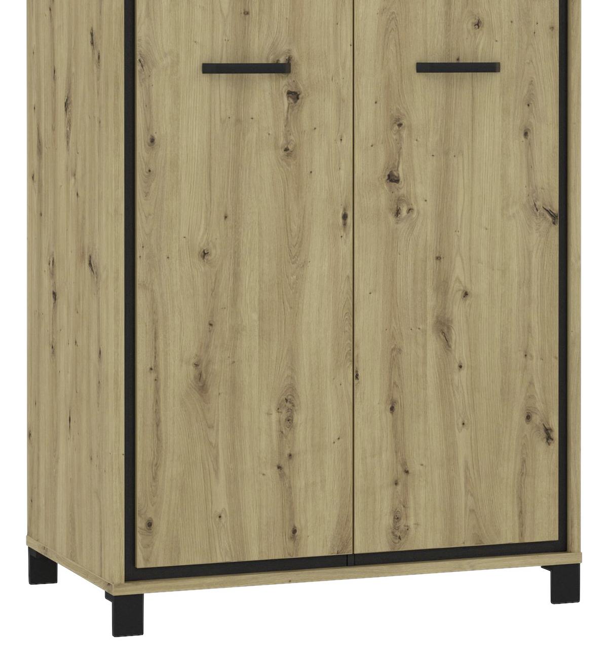 Kleiderschrank "Trondheim" , Schwarz, Eiche - Eichefarben/Schwarz, Basics, Holzwerkstoff/Kunststoff (99,1/209/60,3cm)