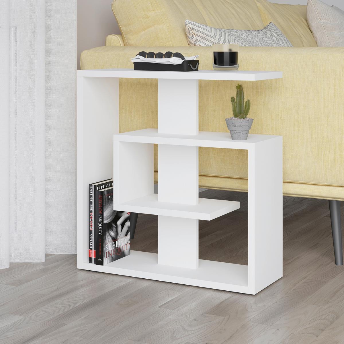 Beistelltisch Saly ca. 55x20x57 cm Weiß - Weiß, Design, Holzwerkstoff (55/20/57cm) - Livetastic