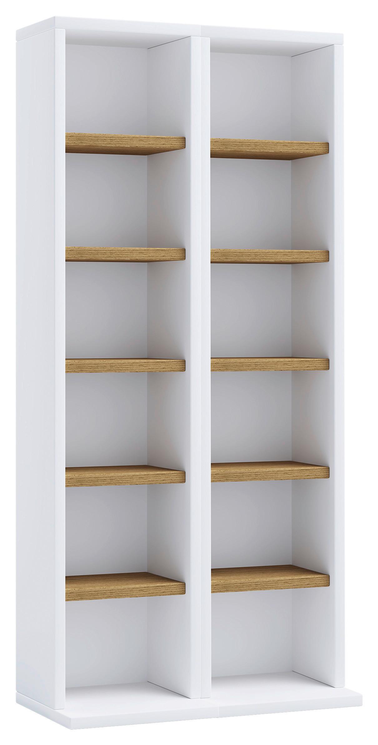 Regal Milano, Bela, Barva Hrasta - bela/medeni hrast, Design, leseni material (42/91,8/20cm) - MID.YOU