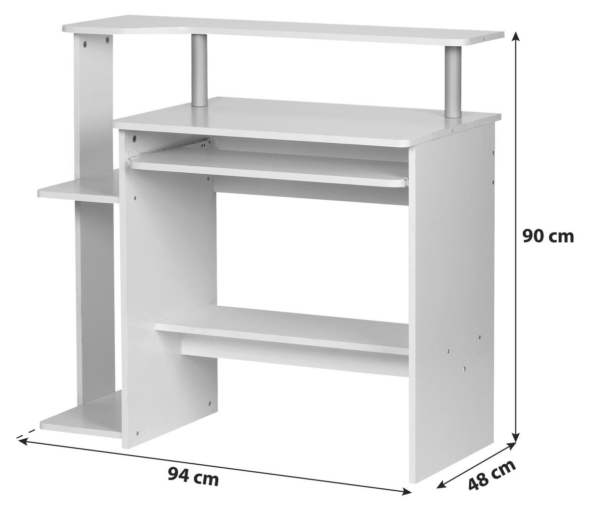 Računalniška Miza Computertisch - bela, Konvencionalno, leseni material (94/48,5/90,5cm) - MID.YOU