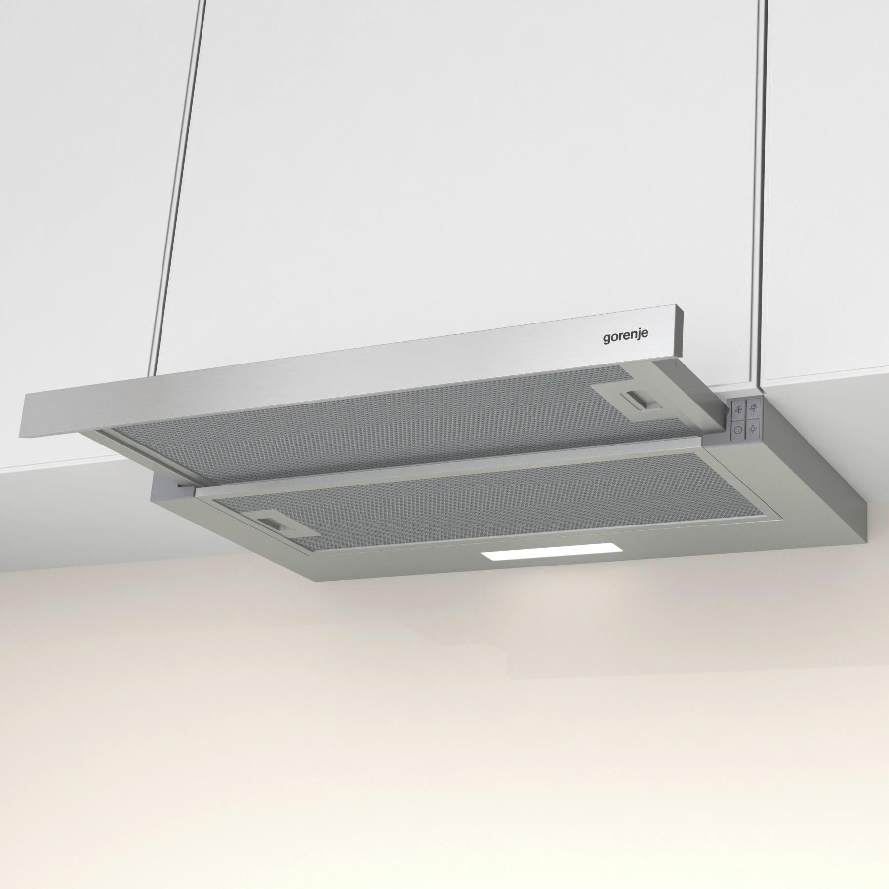 OKAP KUCHENNY TH 62E3X - kolor srebrny, Basics, tworzywo sztuczne/metal (60/17/30,6cm) - Gorenje