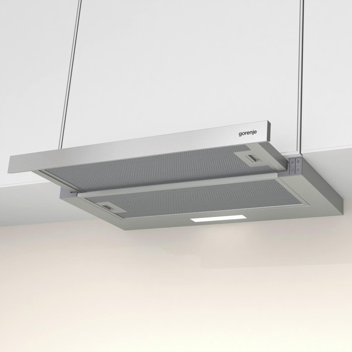 OKAP KUCHENNY TH 62E3X - kolor srebrny, Basics, tworzywo sztuczne/metal (60/17/30,6cm) - Gorenje