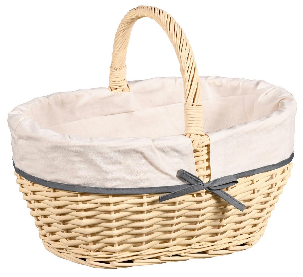KOSZYK NA ZAKUPY WEISS, MIT TEXTILFUTTER - biały, Basics, materiały naturalne/tkanina (45/33/37cm) - Kesper
