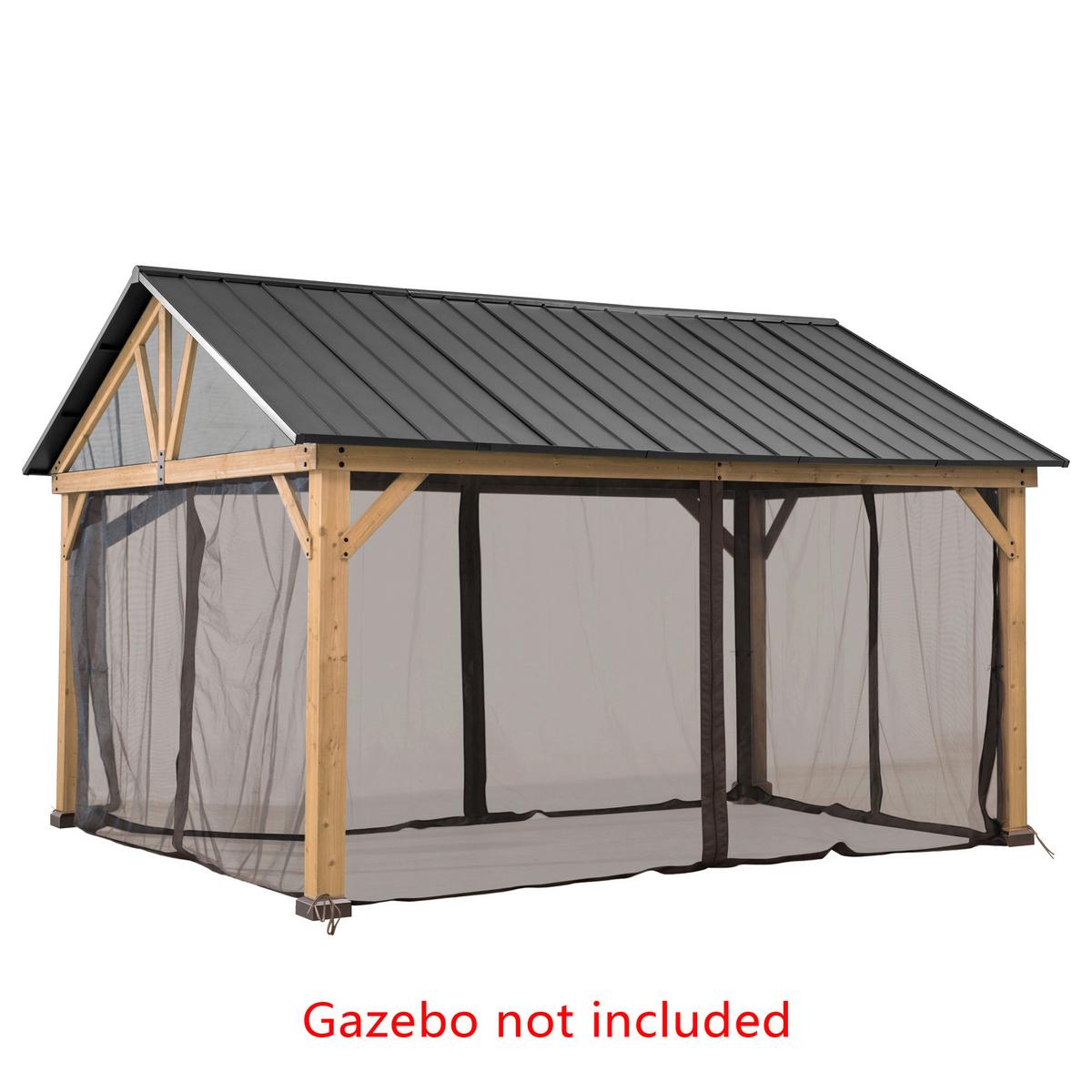 Pavillon-Seitenteil Gazebo Netz für 404x465cm, 4 Stk. - Braun, Basics, Kunststoff (378/208cm) - Modante