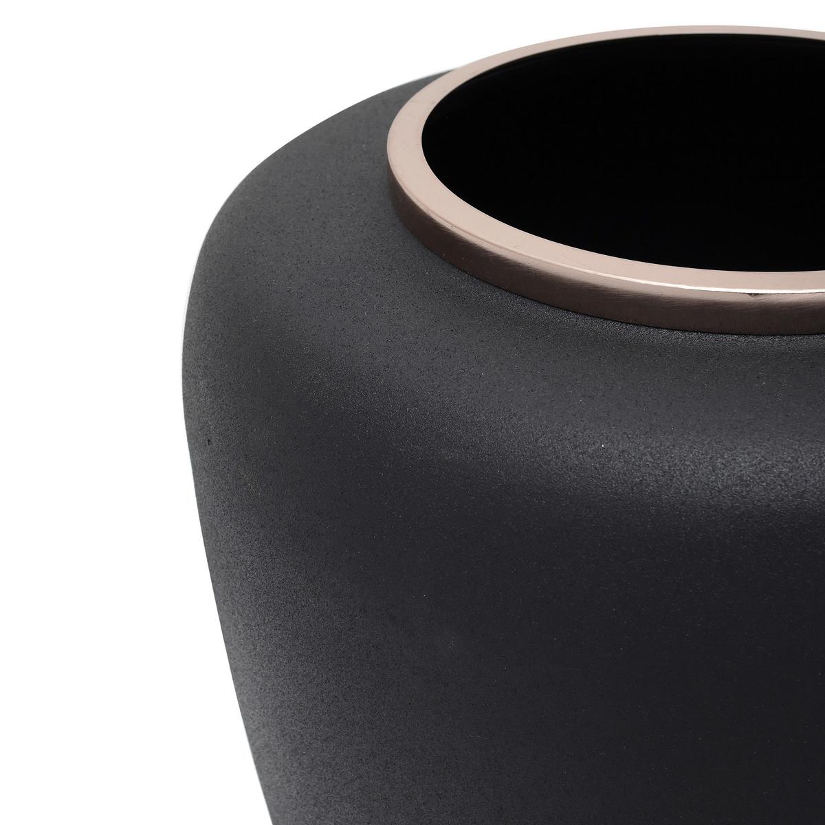 VASE ART DECO 2025 - Roségold/Schwarz, Trend, Metall (33,5/35cm) - Kayoom