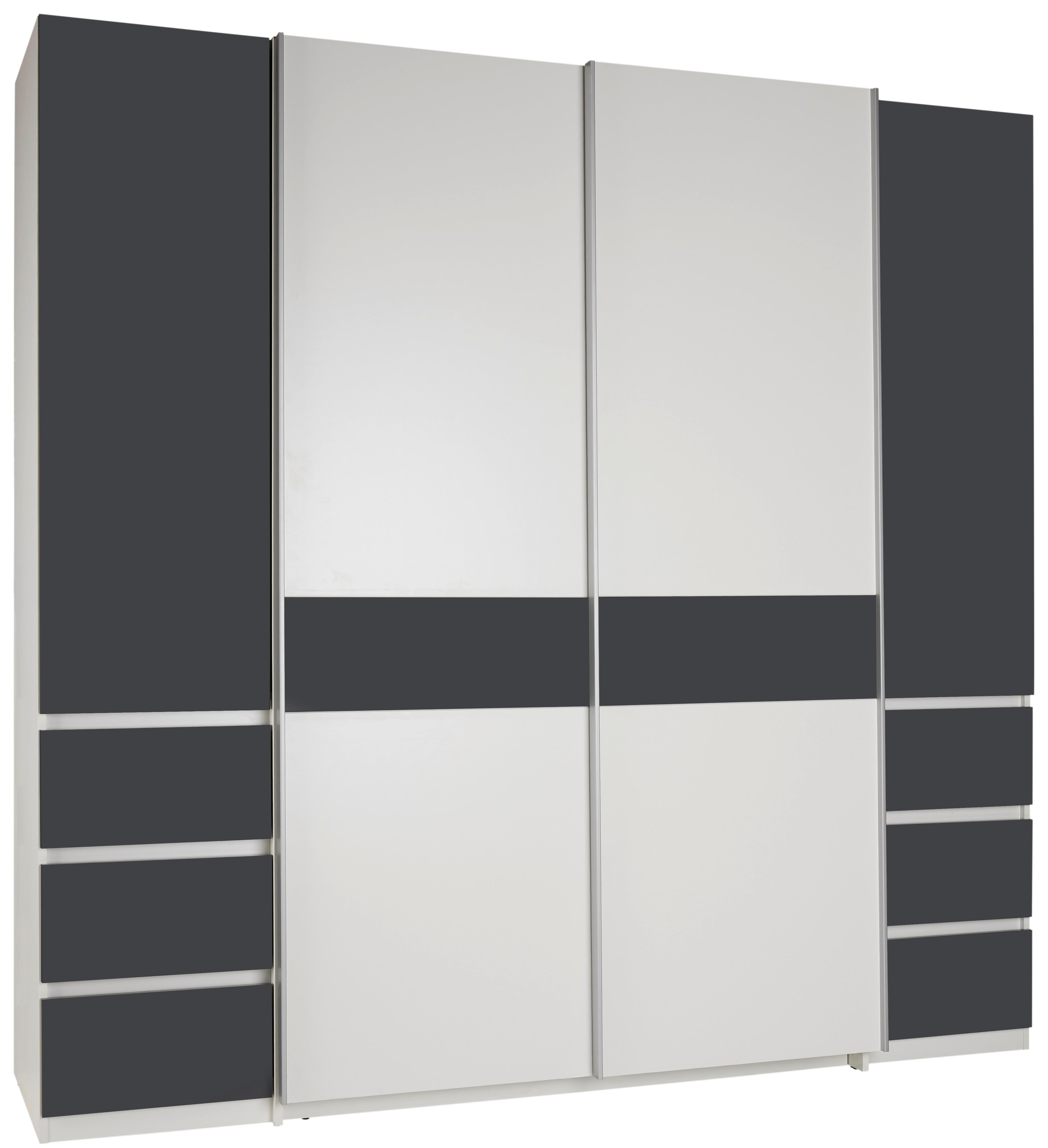 Kleiderschrank in Graphitfarben/Weiss - Weiss/Graphitfarben, Konventionell, Holzwerkstoff (215/211/60cm) - Mömax
