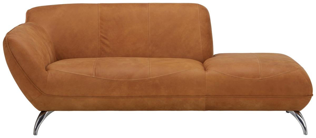 Chaiselongue aus Echtleder - Hellbraun/Alufarben, Lifestyle, Leder (200/83/45/100cm) - Premium Living