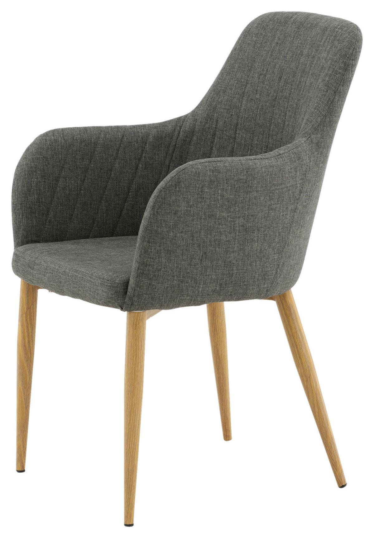 STUHL-SET COMFORT - Dunkelgrau/Naturfarben, Design, Textil/Metall (57/93/62cm) - Livetastic