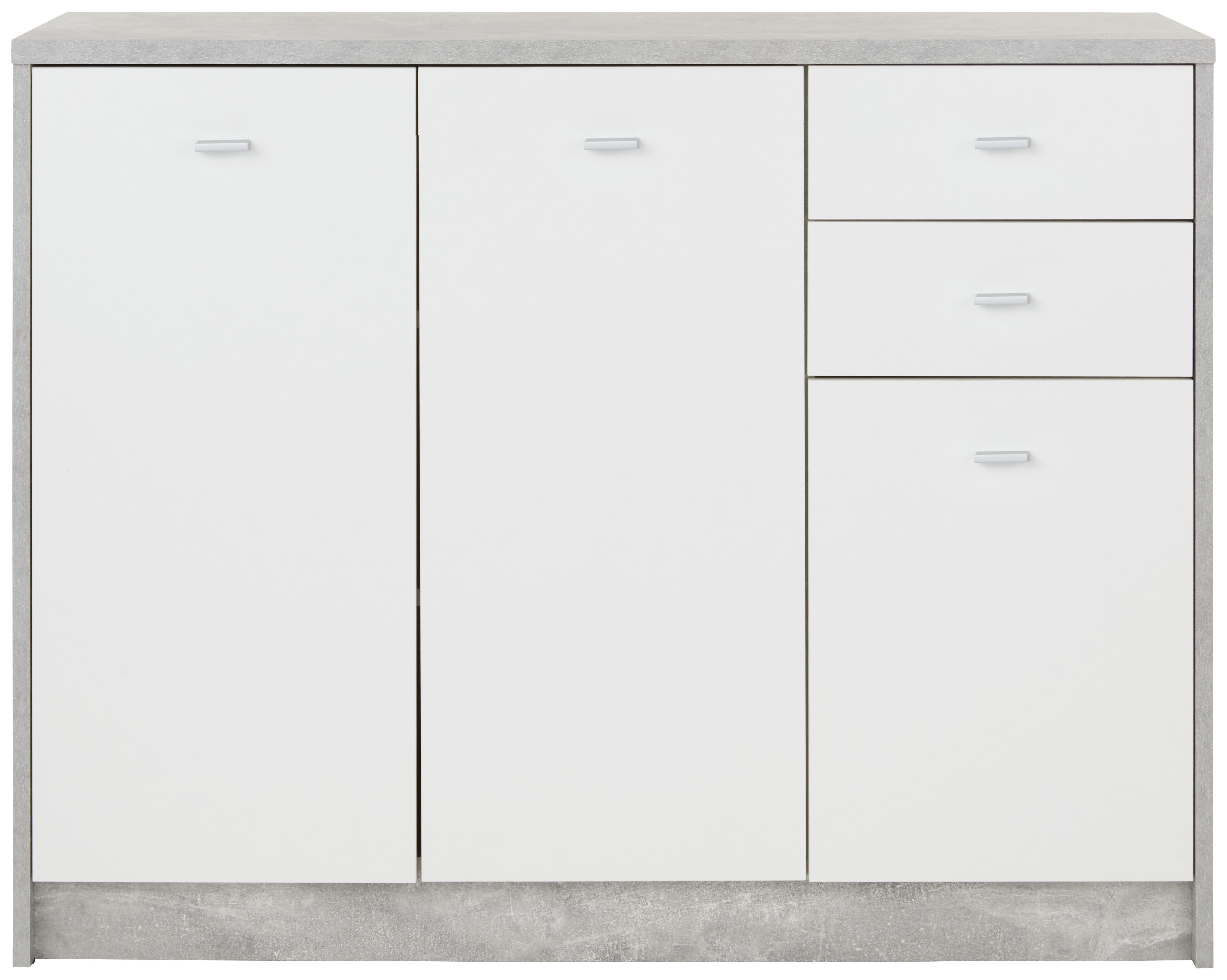 KOMODA 4-YOU NEW YUK05 - biały/czarny, Modern, materiał drewnopochodny/tworzywo sztuczne (109,1/85,4/34,6cm)