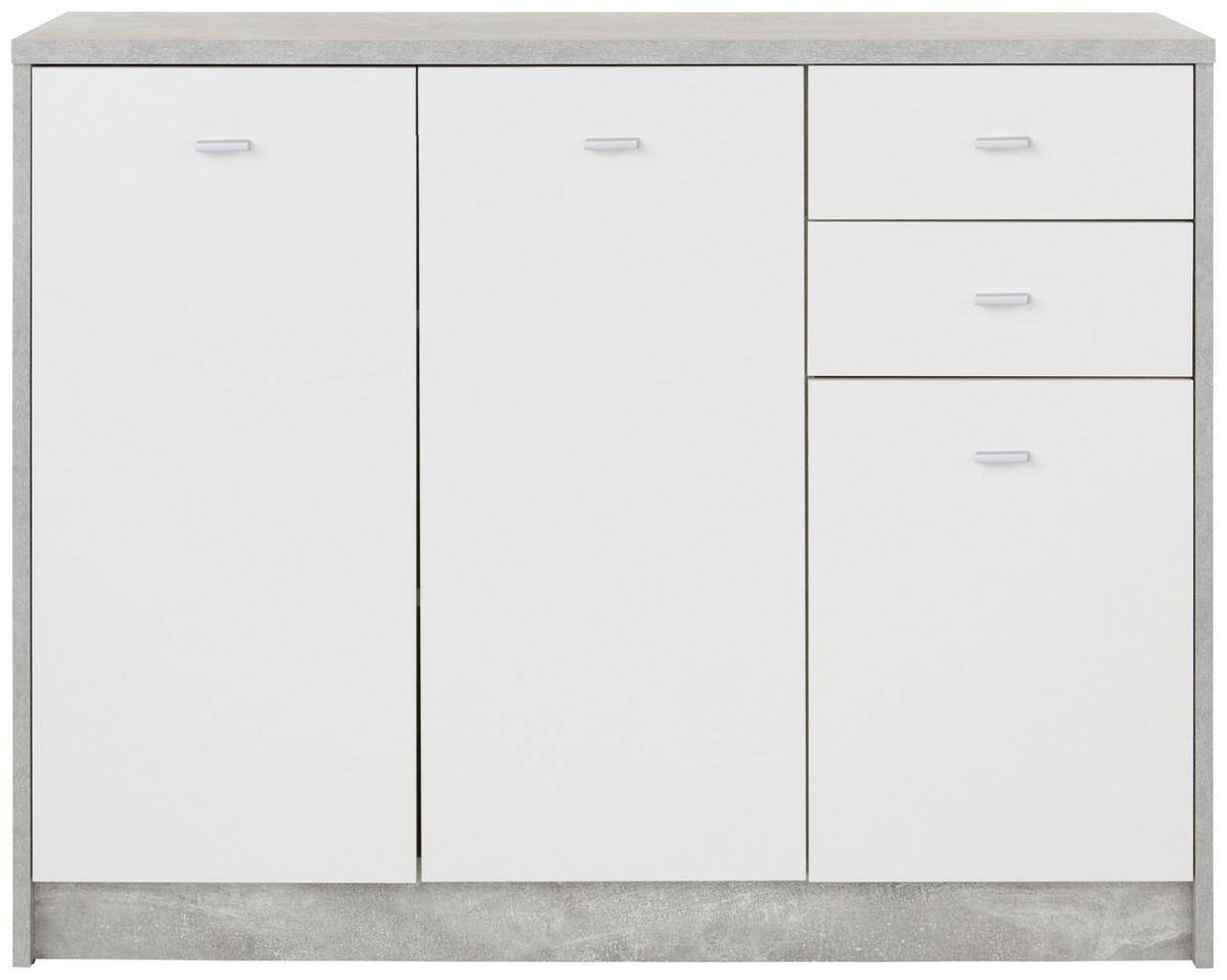 Komoda 4-you New, Siva, Bela - siva/črna, Moderno, umetna masa/leseni material (109,1/85,4/34,6cm) - Mömax
