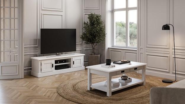 Nizka Omarica Charme, Bela - črna/bela, Design, kovina/leseni material (140/42/40cm) - Modern Living