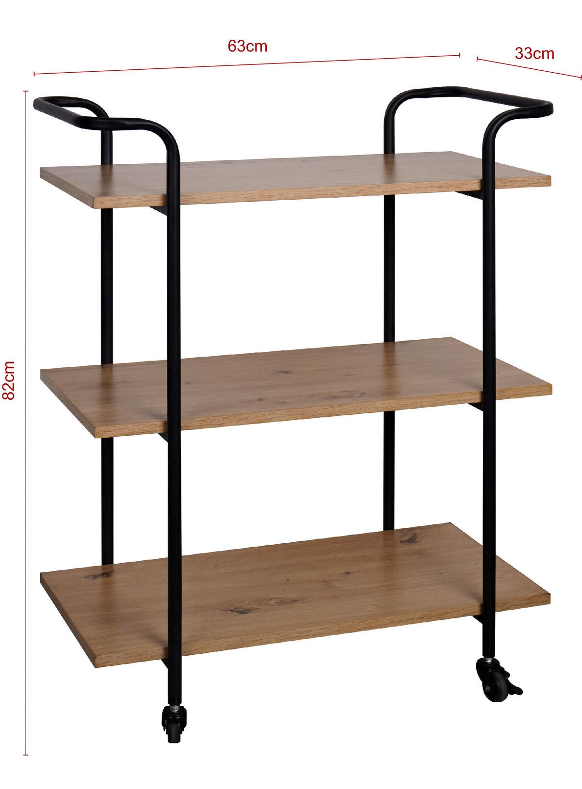 Kolica Za Serviranje Palermo - prirodne boje/crna, Moderno, drvni materijal/metal (63/82/33cm) - Modern Living