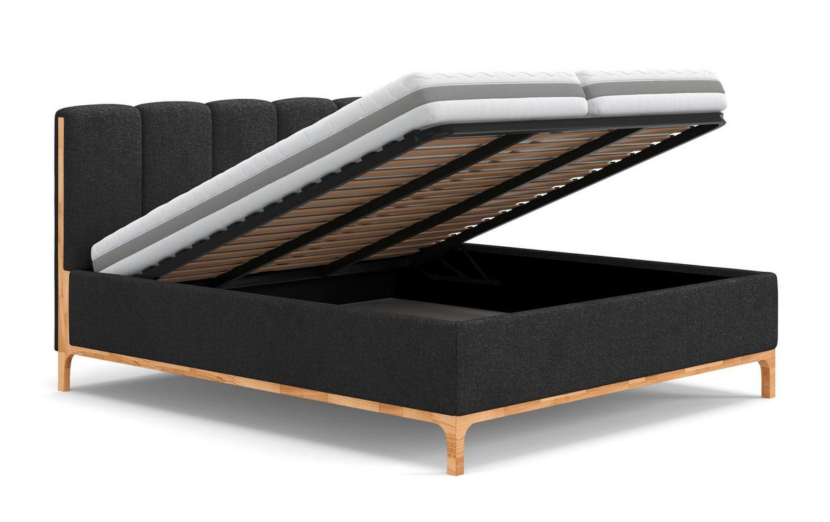 Kárpitozott Ágy Finca I. Pb - antracit, Konventionell, faalapú anyag/textil (160/200cm)