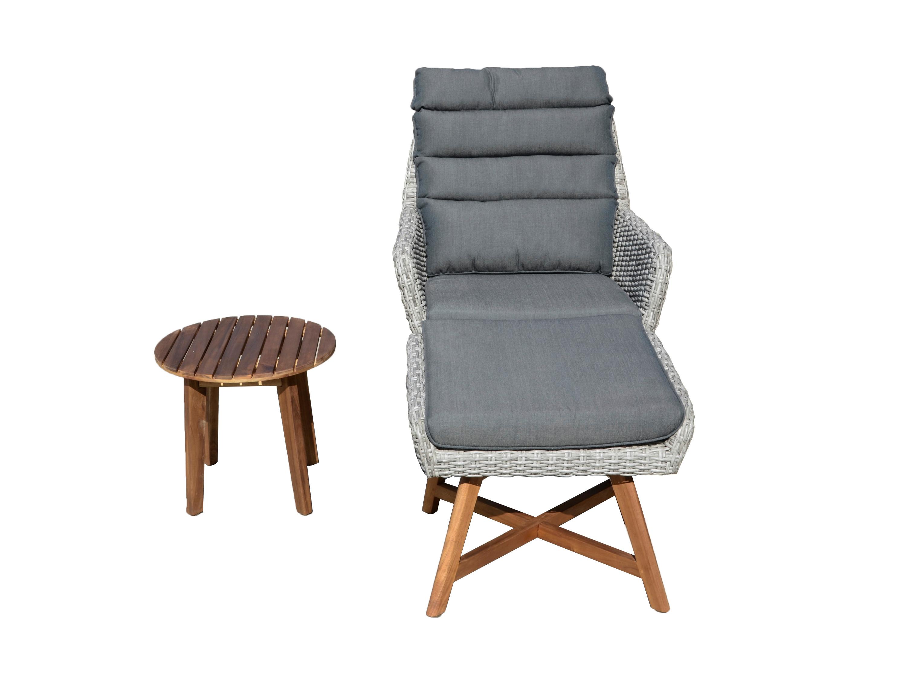 Loungesessel Clavia ca. 65x95x85 cm Grau/Akazie - Dunkelgrau/Grau, Basics, Holz/Kunststoff (65/95/85cm) - Gardenson