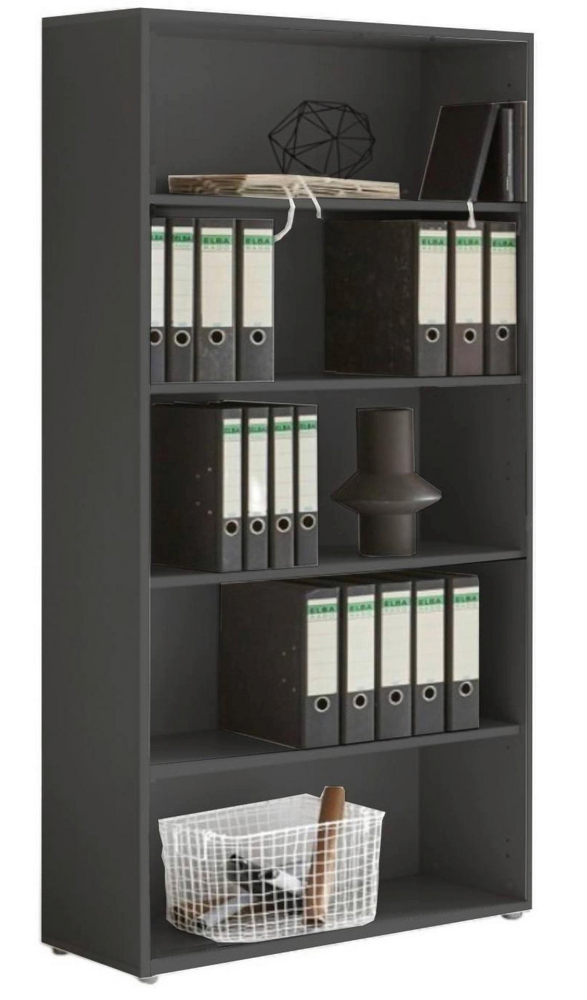 AKTENSCHRANK OFFICE EDITION - SW SET 1 HOCH - Weiß Hochglanz/Anthrazit, MODERN, Holzwerkstoff (168,8/185,6/33cm) - MID.YOU